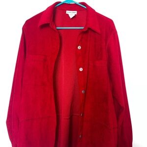 Vintage Alfred Dunner Red Chore Shacket with stitching detail & shoulder pads